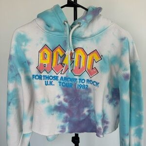 FN | AC/DC Cropped Tie Dye Hoodie | Blue/Purple | Size M​